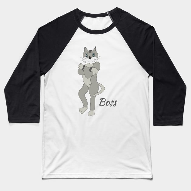 Cat boss Baseball T-Shirt by Alekvik